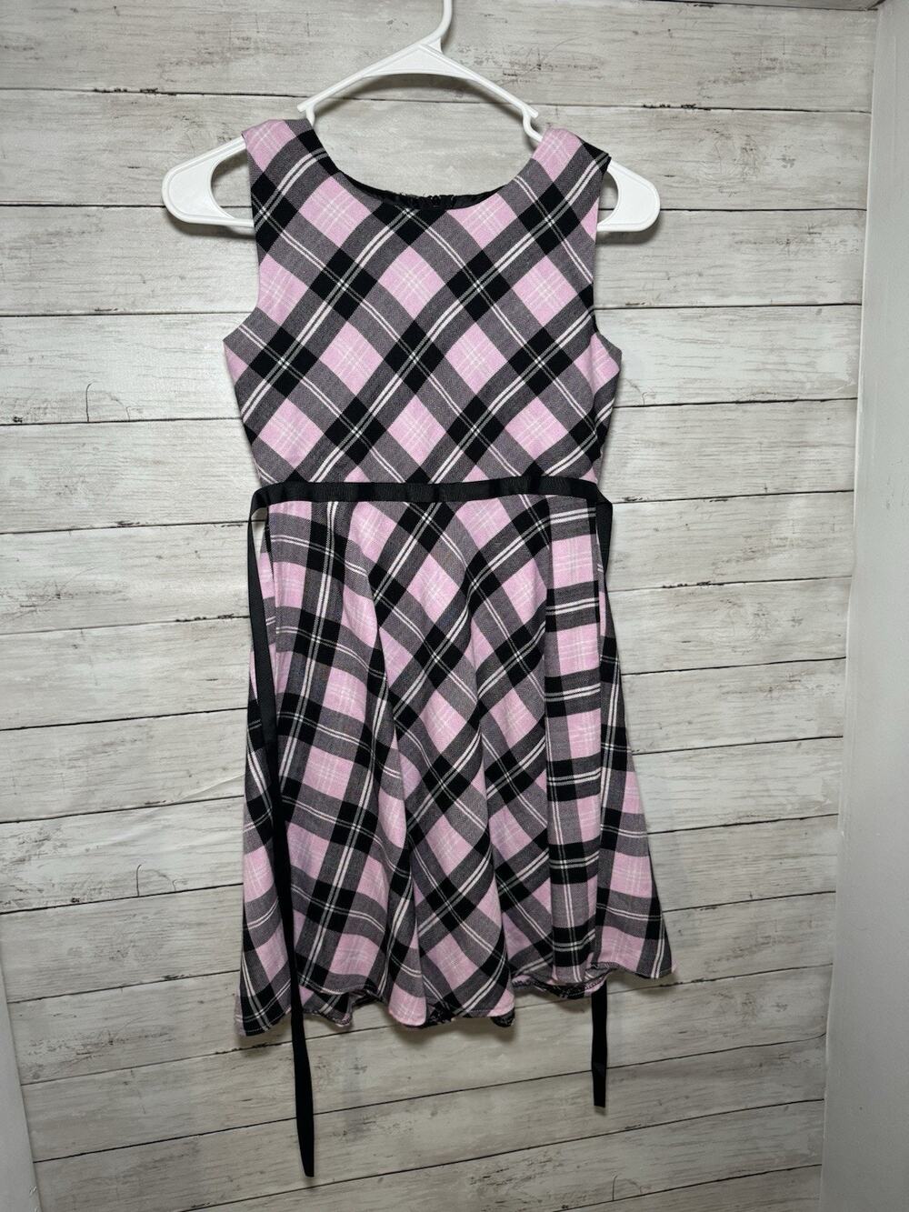 Rare Editions Girls Pink And Black Plaid Dress Size 10 Formal
